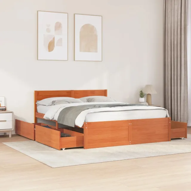 vidaXL Bedframe zonder matras massief grenenhout wasbruin 160x200 cm bruin