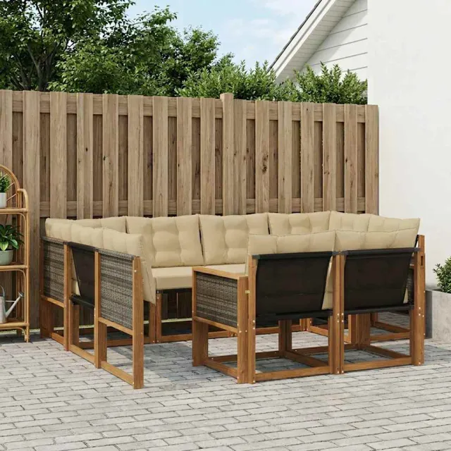 vidaXL Buiten bankenset 7 st Natuurlijk en Beige Bruin