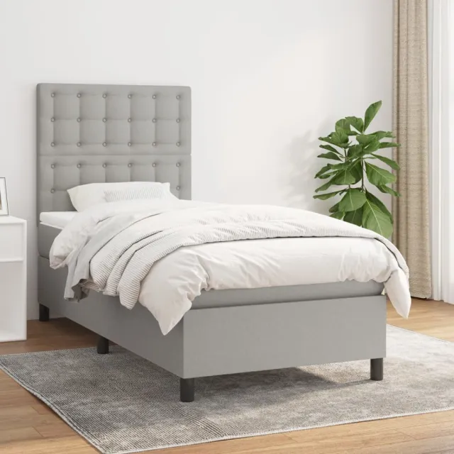 vidaXL Boxspring met matras stof lichtgrijs 90x190 cm grijs