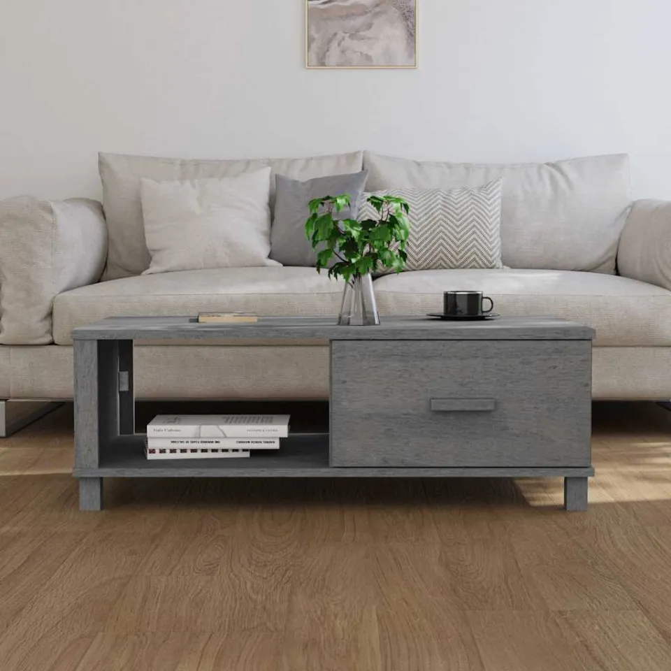 vidaXL Salontafel HAMAR 100x55x35 cm massief grenenhout donkergrijs grijs, foto 3