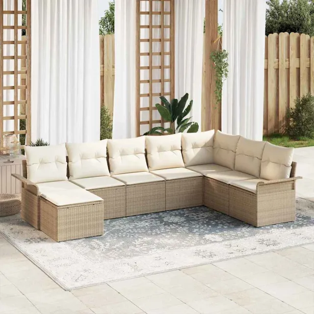 vidaXL Tuin Sofa Set 8 st Beige poly rattan, foto 2