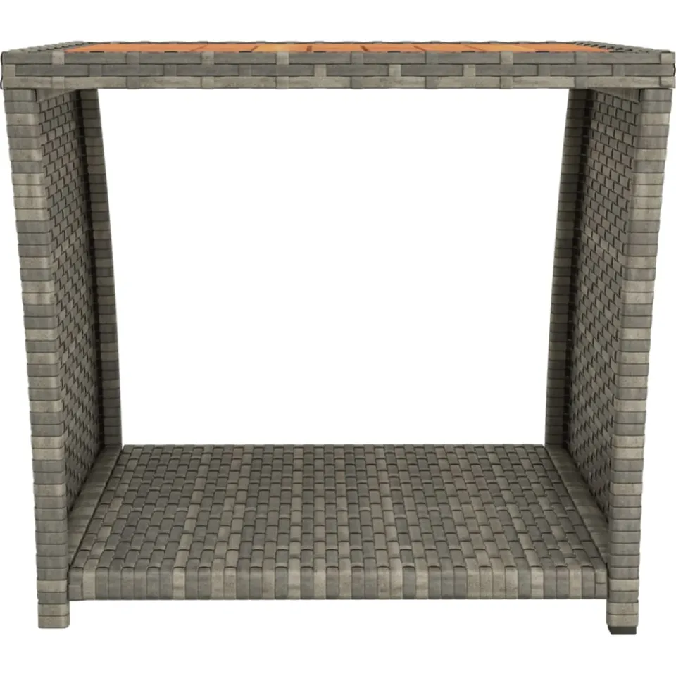 vidaXL Salontafel met houten blad poly ratten massief acaciahout grijs
