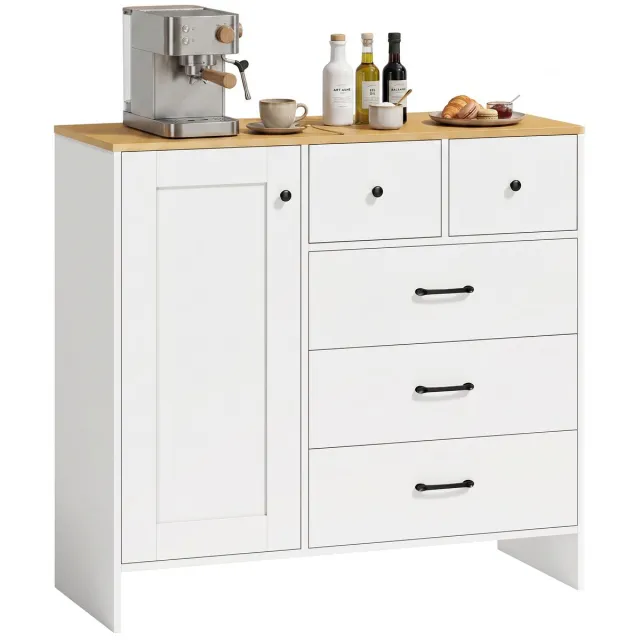 Homcom Buffetkast - Spaanplaat, MDF - 100 x 40 x 94 cm - Wit