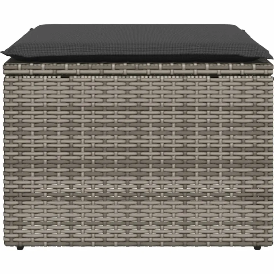 vidaXL Tuinkruk met kussen 55x55x37 cm poly rattan grijs, foto 4