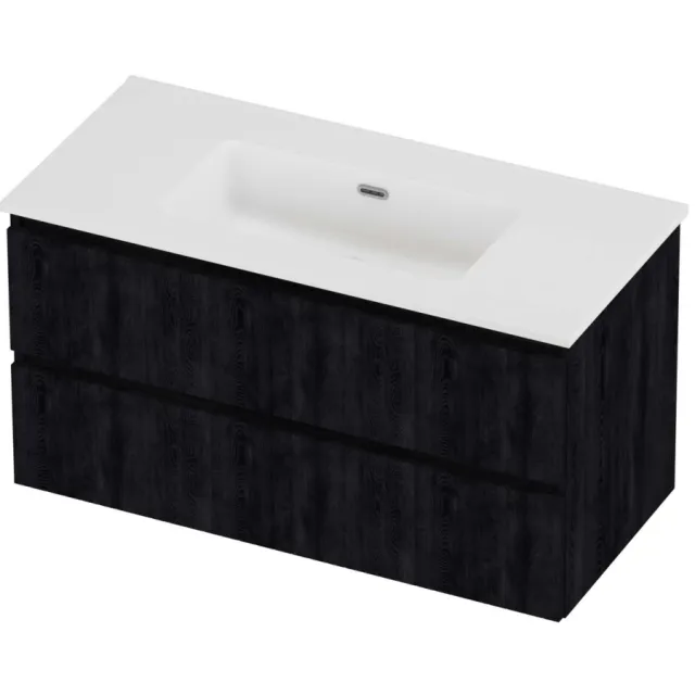 Proline Tribute Badmeubelset Porselein Elegant Zonder Kraangat 100x46x54 cm Mat White Charcoal Oak Eiken