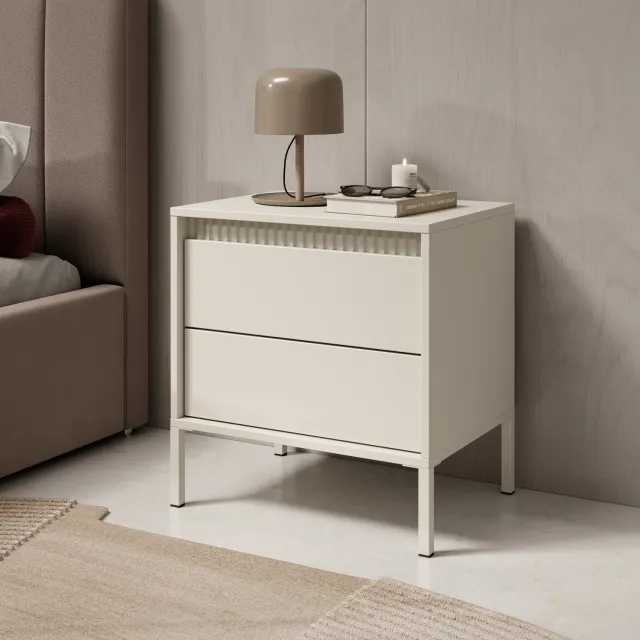 MEUBELLA Saran - Nachtkastje - Beige - 54 cm