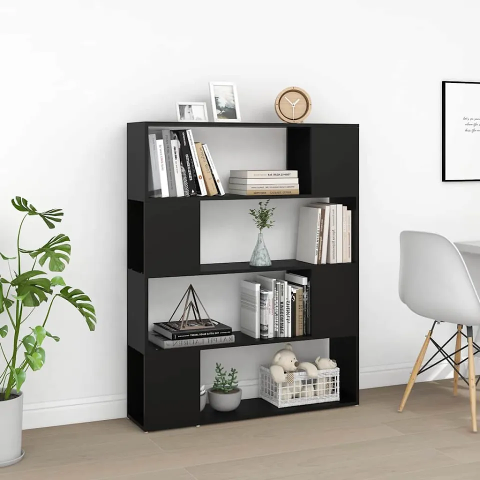 vidaXL Boekenkast/kamerscherm 100x24x124 cm zwart, foto 3