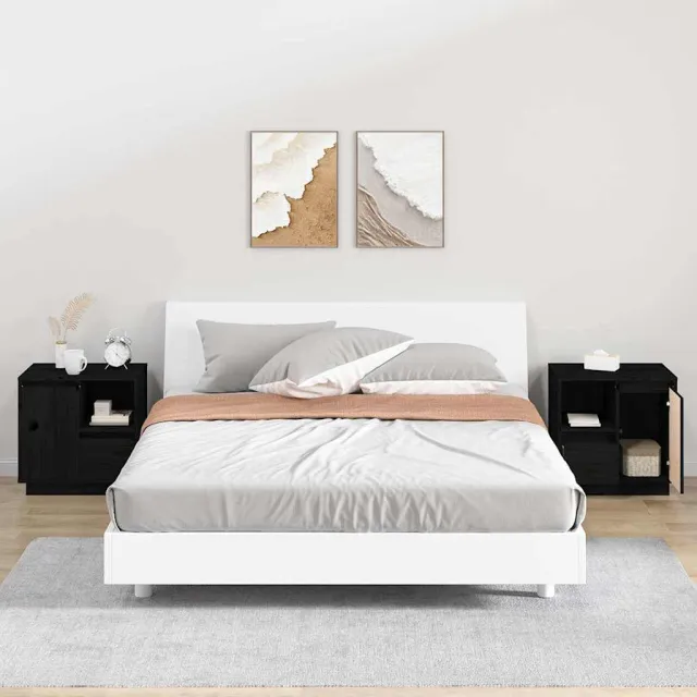 vidaXL Nachtkastjes 2 st 50x34x50 cm massief grenenhout zwart