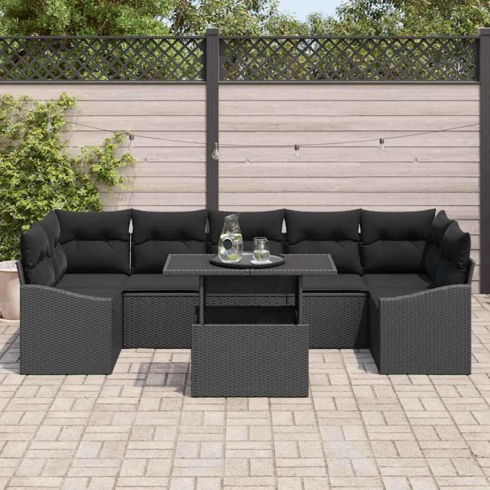 vidaXL Tuin Sofa Set 8 st Zwart poly rattan, foto 3