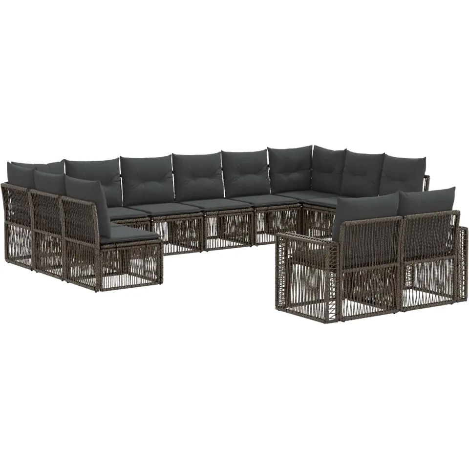 vidaXL Tuinbankenset 12 st 12-zits Grijs en Donkergrijs poly rattan, foto 3