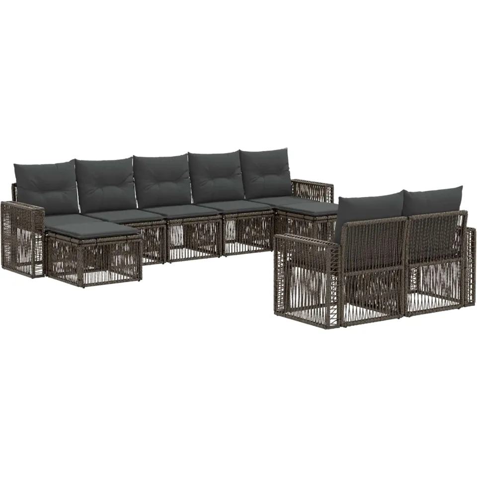 vidaXL Tuinbankenset 9 st Grijs en Donkergrijs poly rattan, foto 3
