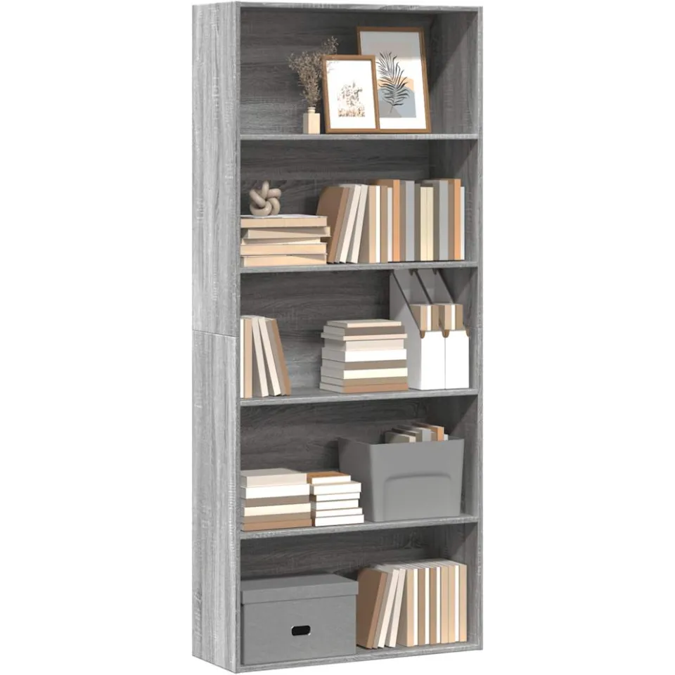 vidaXL Boekenkast 80x30x189 cm bewerkt hout grijs sonoma eikenkleurig, foto 3
