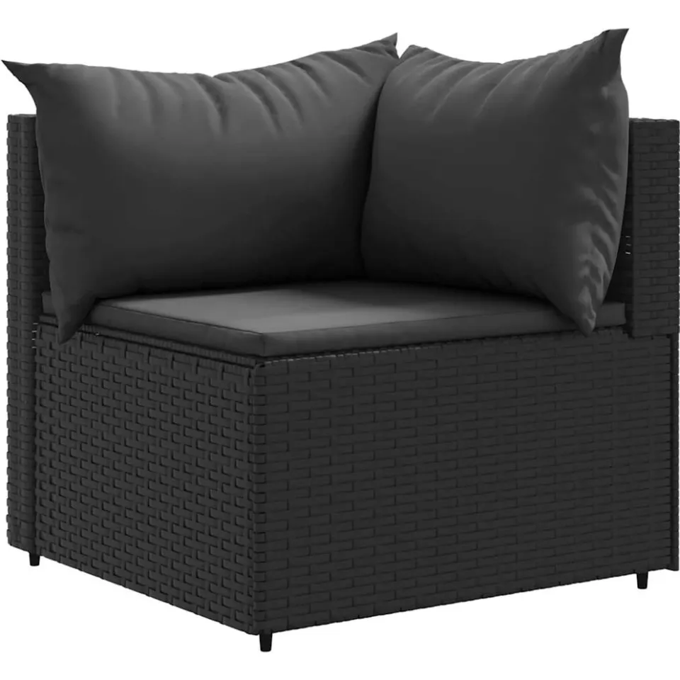 vidaXL 5-delige Loungeset met kussens poly rattan zwart