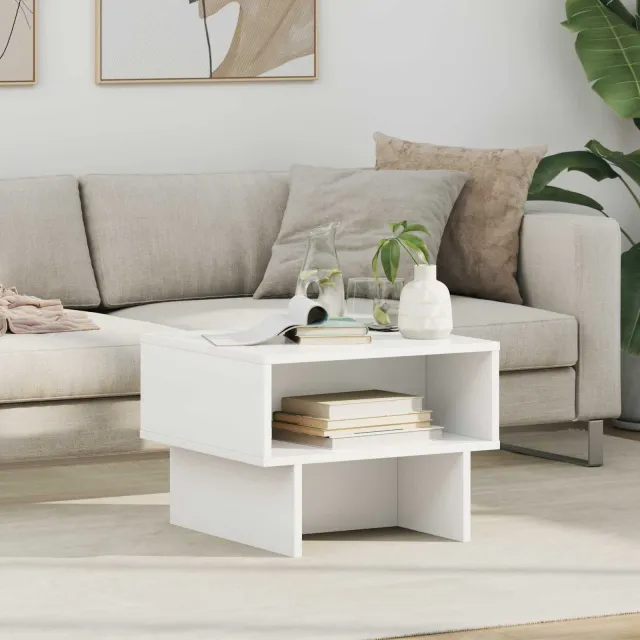 vidaXL Salontafel Wit 48 x 46 x 35 cm Bewerkt hout, foto 2