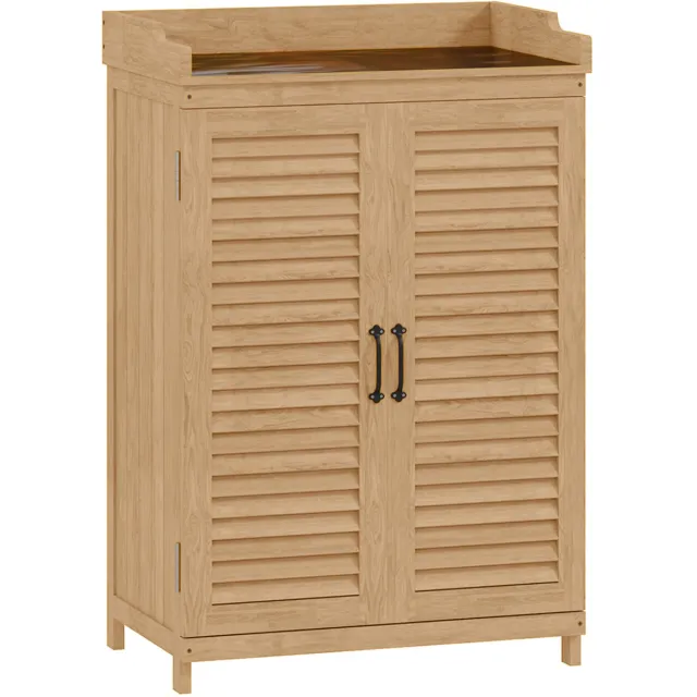 GranMaison Oppottafel – Hout – Buiten – Tuinkast – Werktafel – Opbergkast – Weerbestendig – Geel