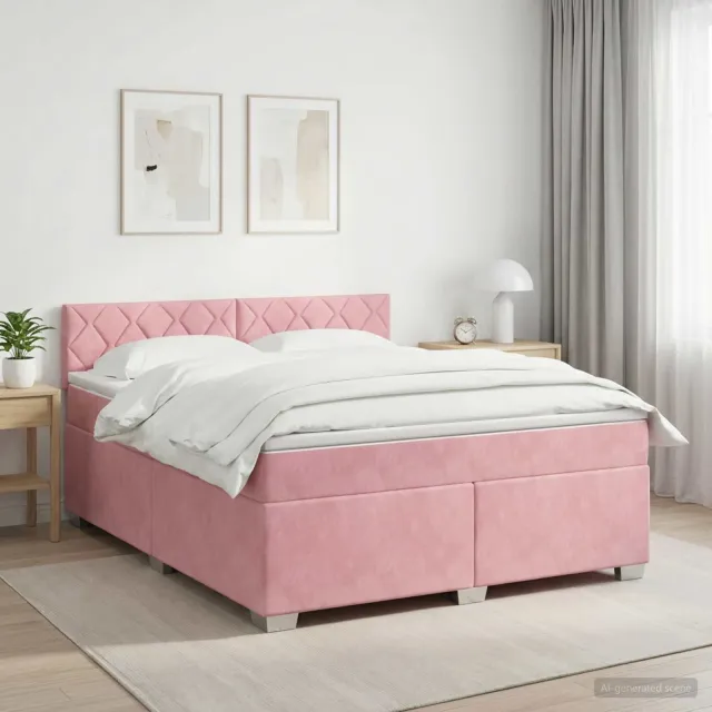 vidaXL Boxspringbed met matras Roze 140 x 200 cm Fluweel