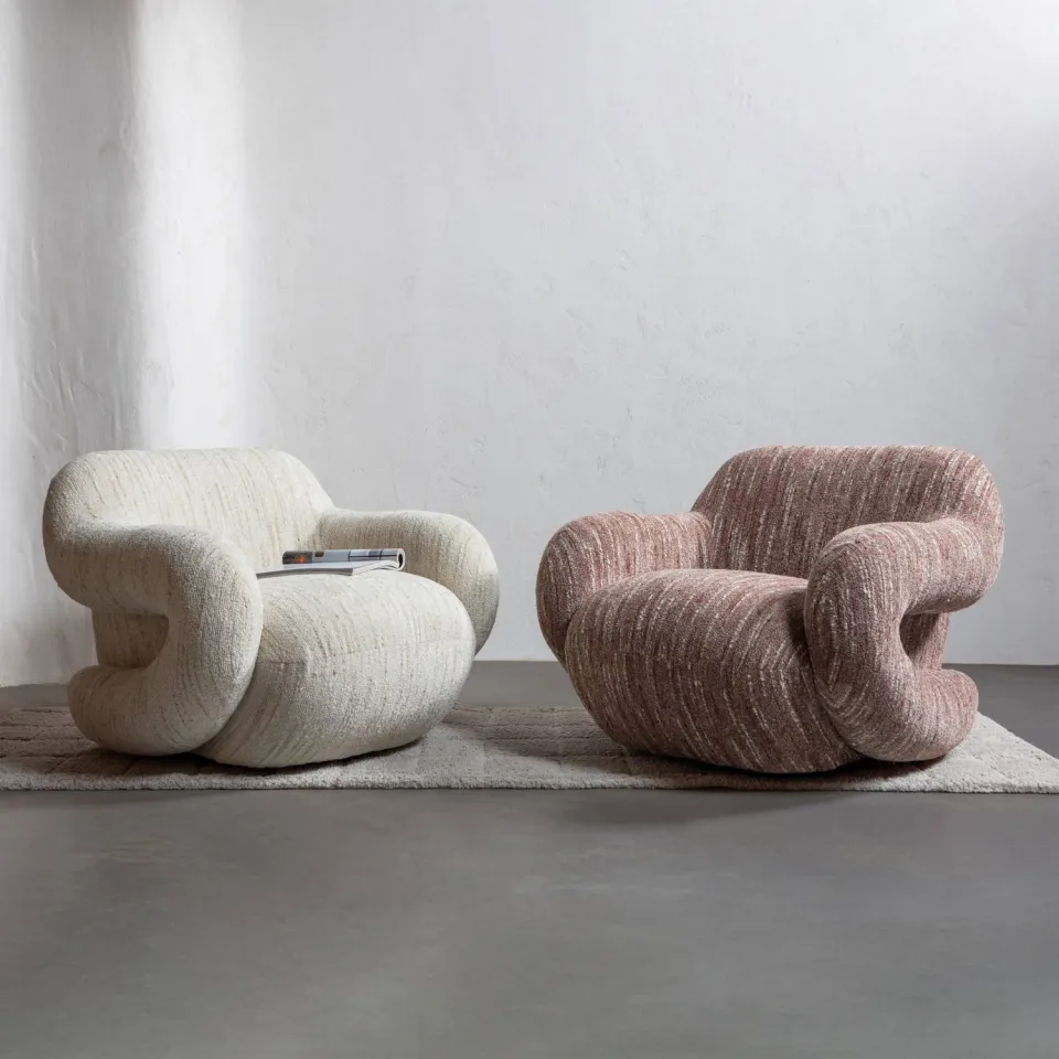 WOOOD Folke Fauteuil - Chenille - Oudroze Melange - 70x88x88, foto 2