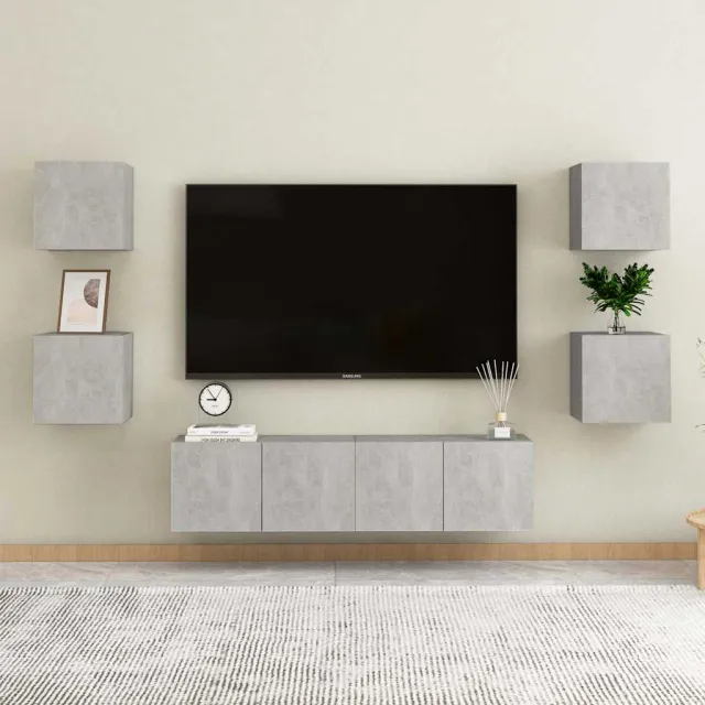 vidaXL Nachtkastjes 2 st 30,5x30x30 cm bewerkt hout betongrijs grijs, foto 3