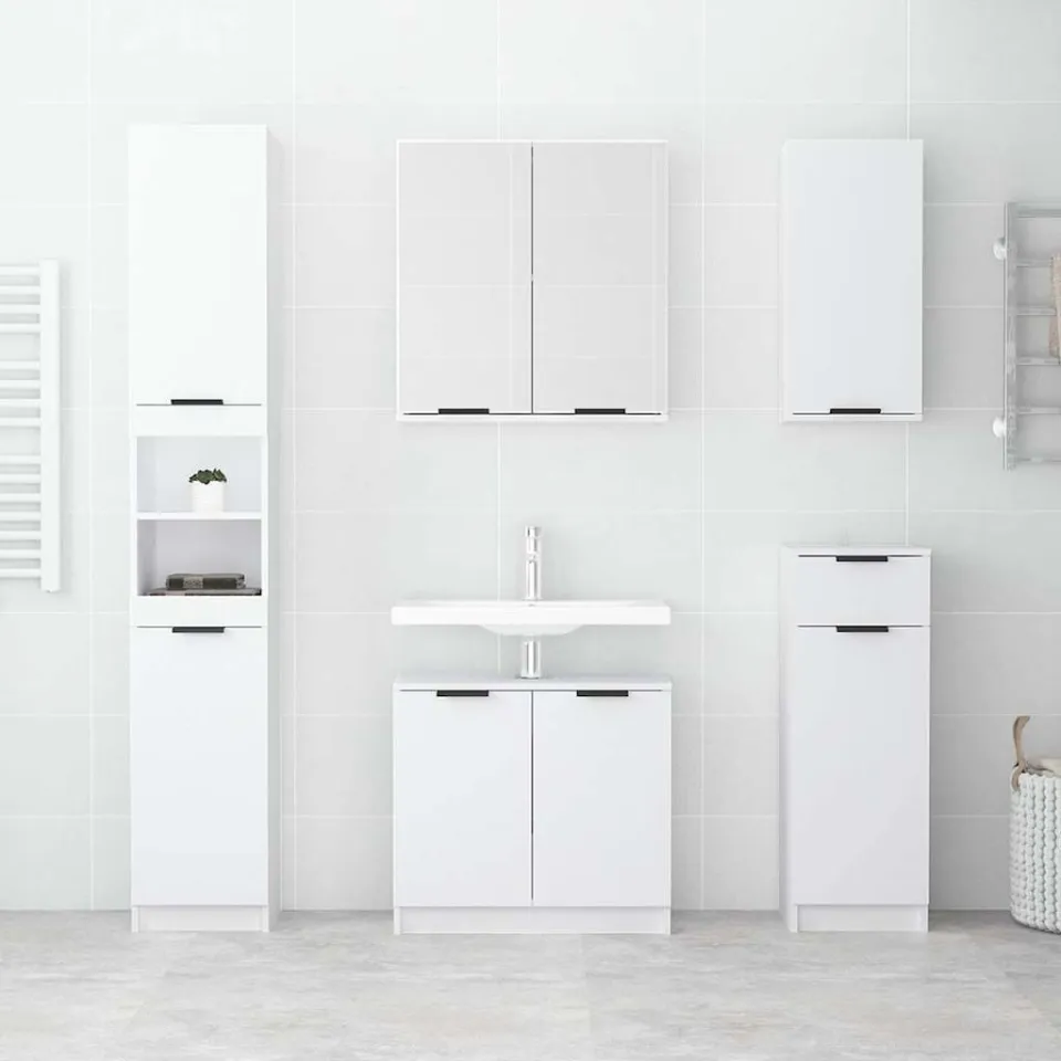 vidaXL 5-delige Badkamerkastenset bewerkt hout wit, foto 3