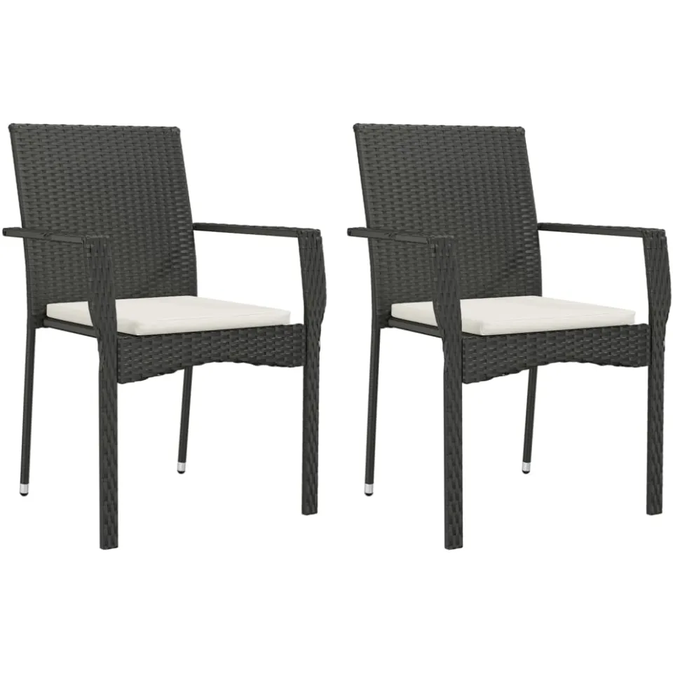 vidaXL 3-delige Tuinset met kussens poly rattan zwart, foto 3