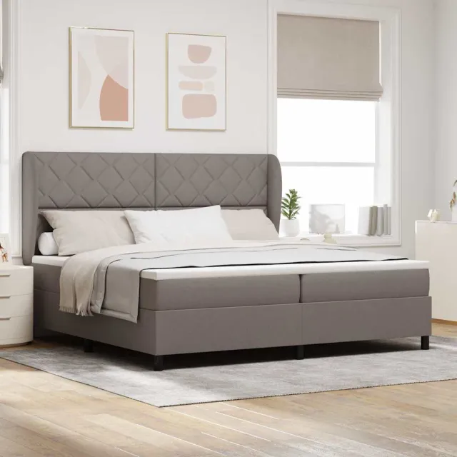 vidaXL Boxspring bed met hoofdeinde Taupe 200 x 200 cm Stof