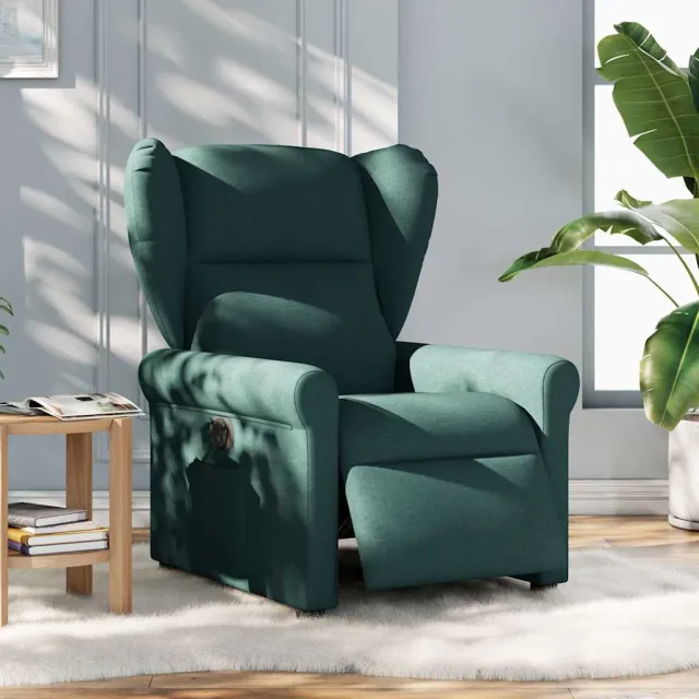 vidaXL Fauteuil verstelbaar elektrisch stof donkergroen groen