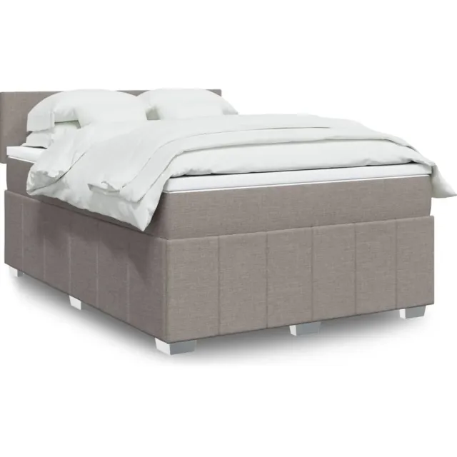 vidaXL Boxspring met matras stof taupe 140x190 cm