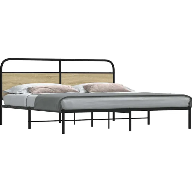 vidaXL Bedframe zonder matras metaal sonoma eikenkleurig 183x213 cm Bruin