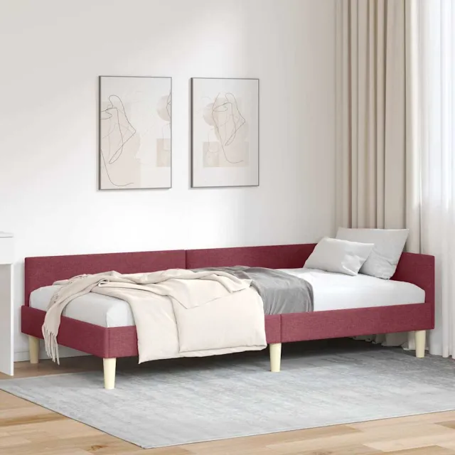 vidaXL Hoekbedframe Wijnrood 90 x 190 cm Stof