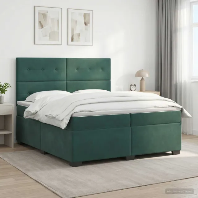vidaXL Boxspringbed met matras Donkergroen 200 x 200 cm Fluweel