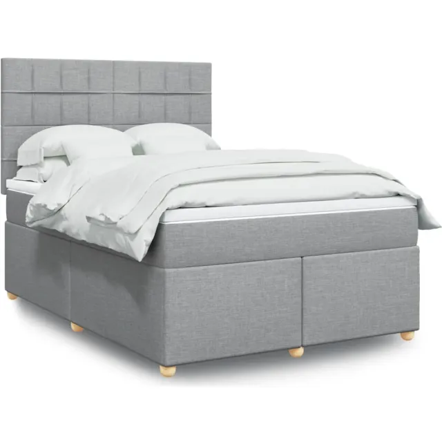 vidaXL Boxspring met matras stof lichtgrijs 160x200 cm grijs
