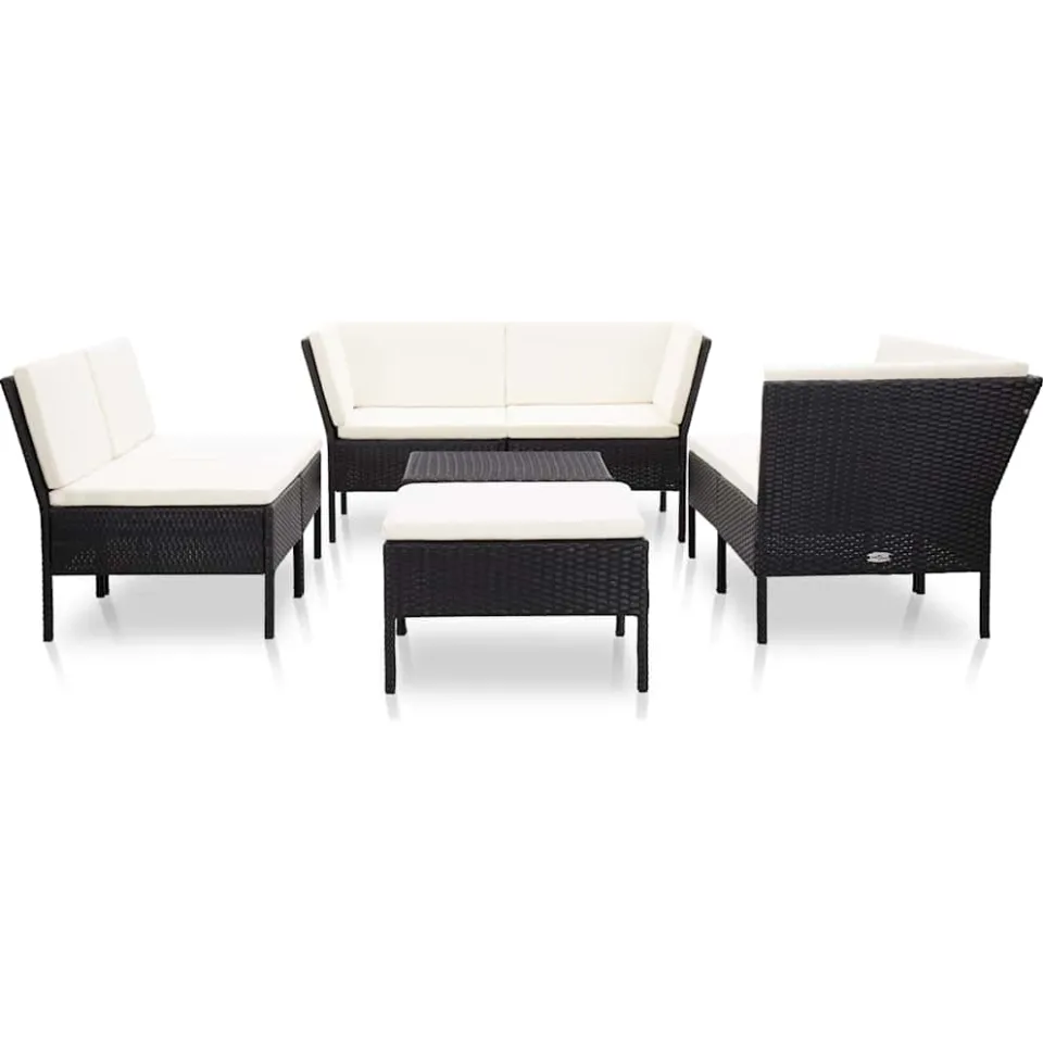 vidaXL 8-delige Loungeset met kussens poly rattan zwart, foto 2