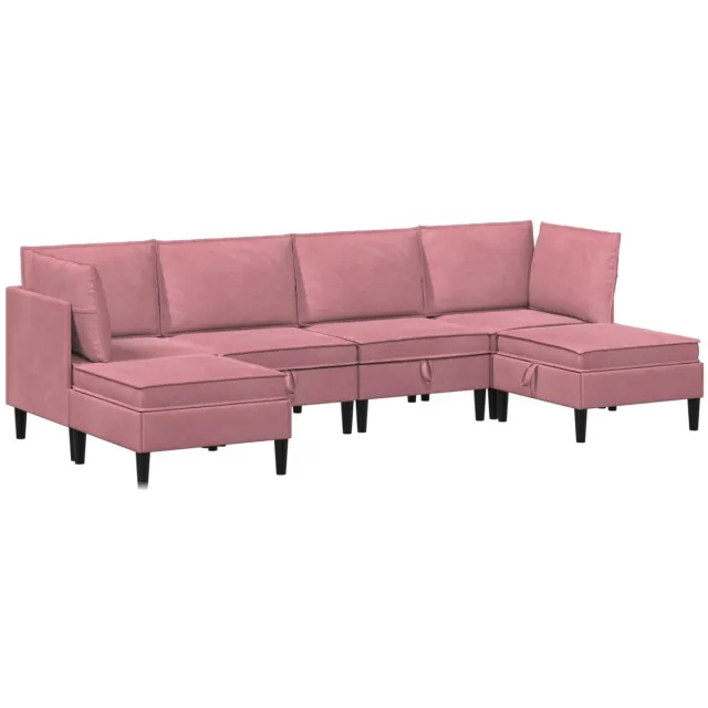 vidaXL Woonkamer - Meubelset - 6 - st - 280 - x - 140 - x - 82 - cm - Roze - Fluweel