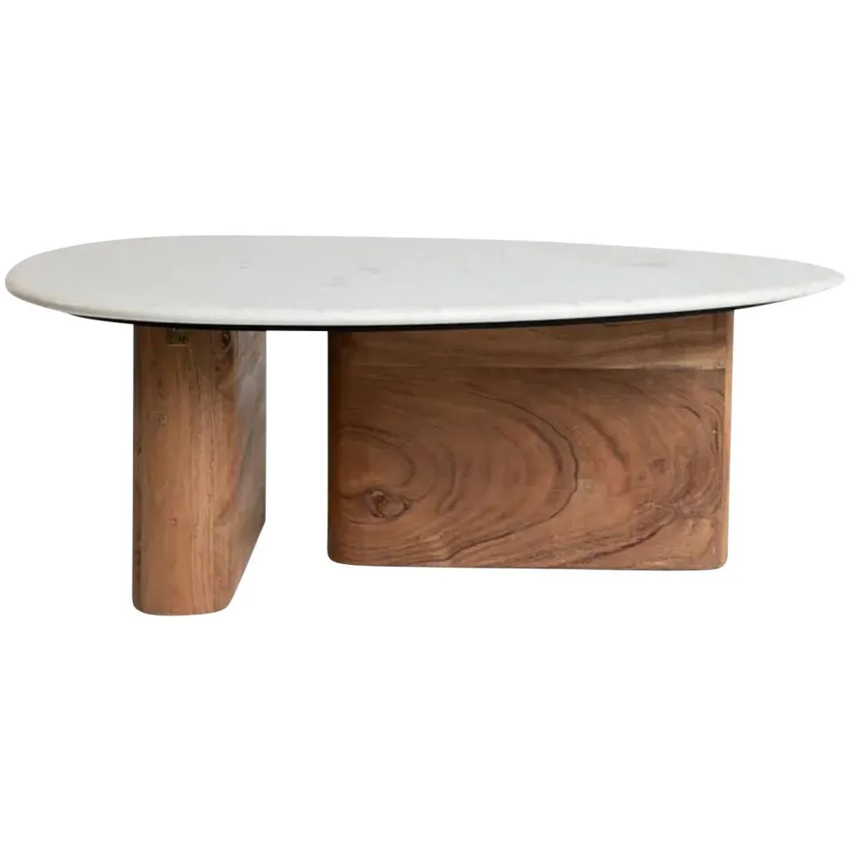 Sissy-Boy salontafel hout met marmer blad beige, foto 5
