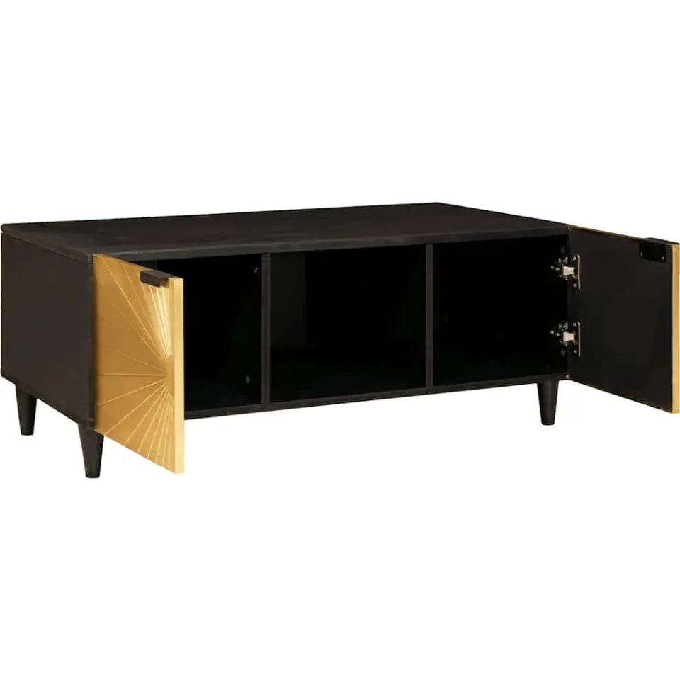 vidaXL Salontafel Zwart en Goud 100 x 54 x 40 cm Bewerkt hout, foto 2