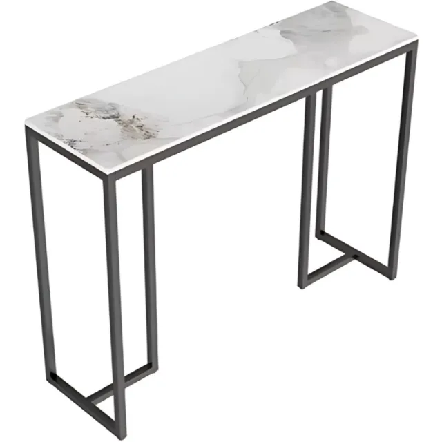 Saphly Consoletafel 100cm Marmer - Marmer, Haltafel en Wandtafel - Voor Eetkamer, Woonkamer en Kantoor Wit