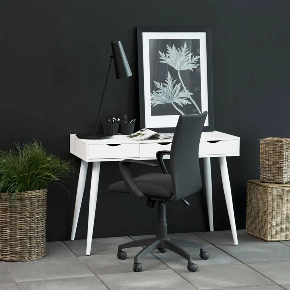 Lisomme Keet houten bureau wit - met 3 lades - 110 x 50 cm, foto 2