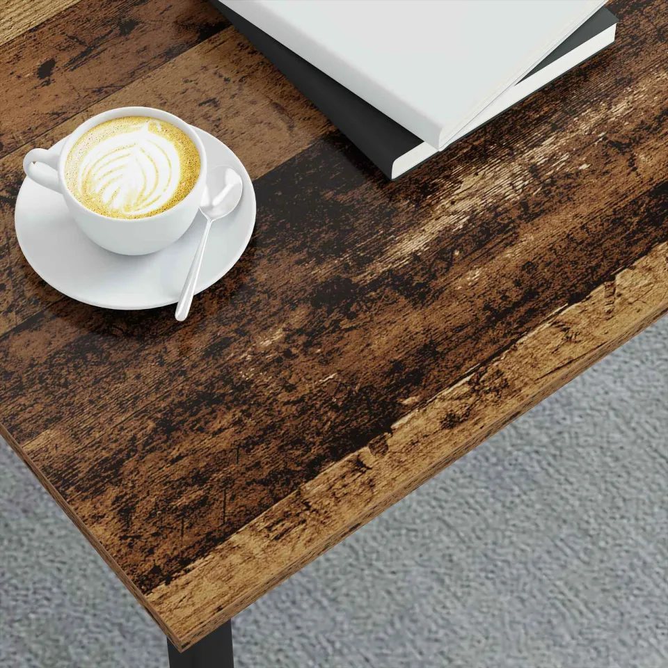 vidaXL Salontafel Oudhout 100 x 100 x 45 cm Bewerkt hout bruin, foto 3