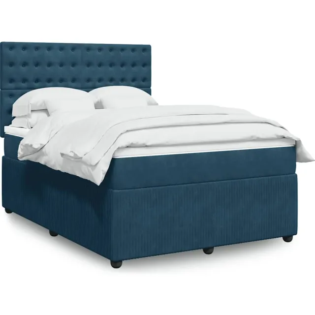 vidaXL Boxspring met matras fluweel blauw 160x200 cm