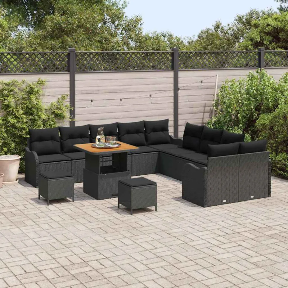 vidaXL Tuin Sofa Set 13 st Zwart poly rattan, foto 3