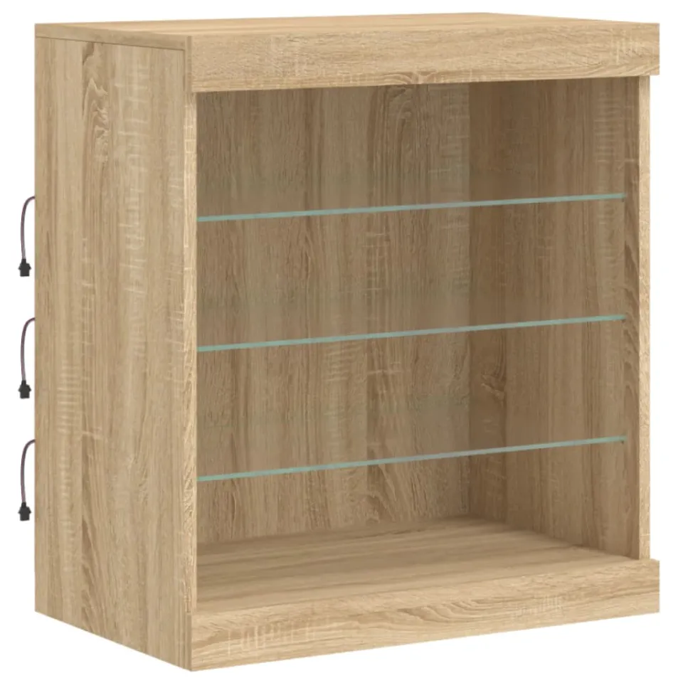 vidaXL Dressoir met LED-verlichting 60,5x37x67 cm sonoma eikenkleurig Bruin