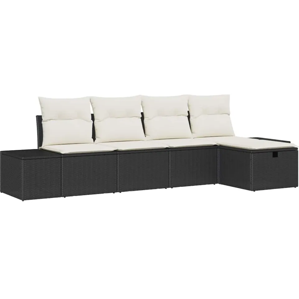 vidaXL Bankstel 5 st poly rattan Zwart