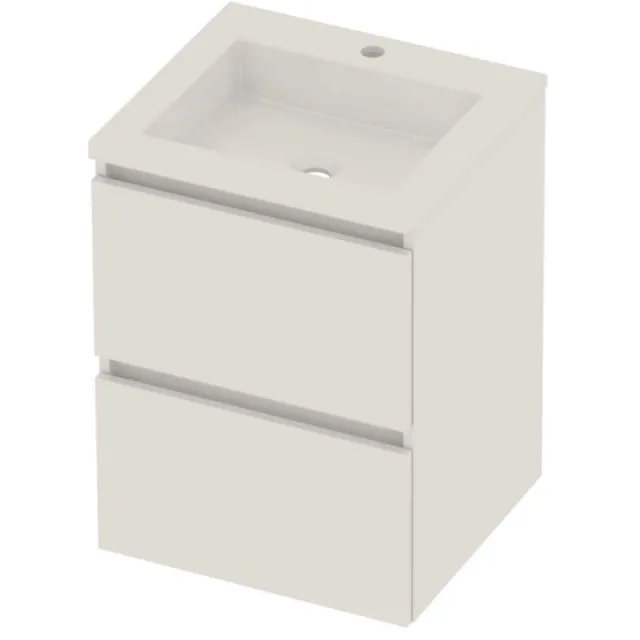 Basic-Line Aura 46 Badmeubelset Acryl 1 Kraangat Greeploos 50x46x62 cm Ice White Glans Wit