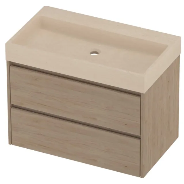 Proline Evoli Badmeubelset Hardsteen Loft 80x46x62 cm Sand Stone Ideal Oak Eiken