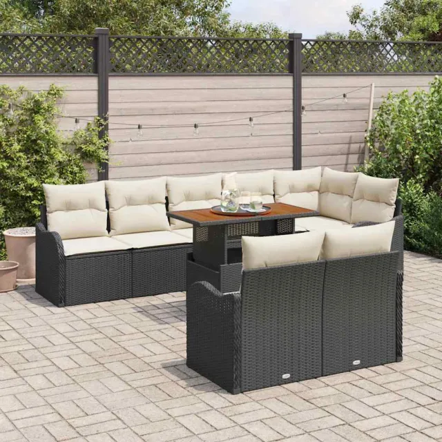 vidaXL Tuin Sofa Set 9 st Zwart Poly riet, foto 2