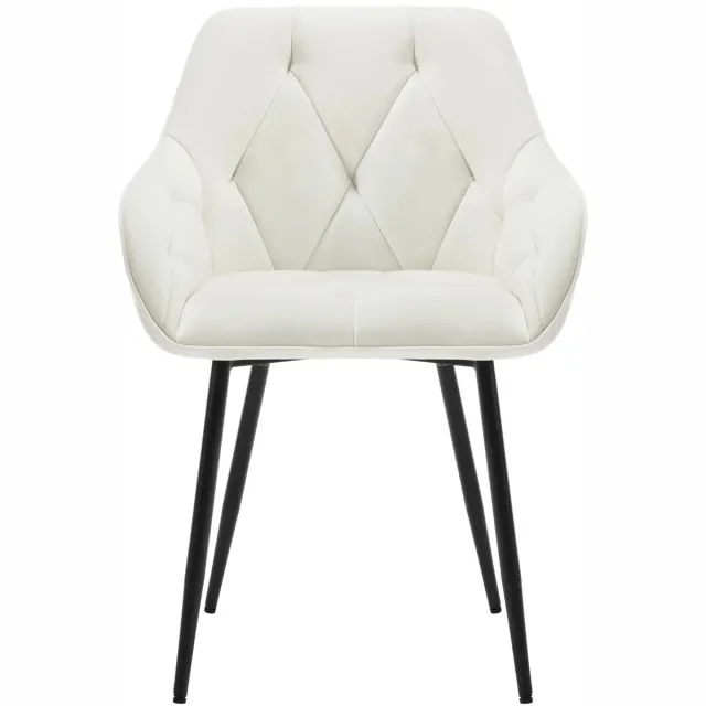 Klarven Eetkamerstoelen Fluweel crème - Fluwelen Eetkamerstoelen - Dining Chairs - Eetkamerstoelen Set van 4 - Ergonomisch comfortabele zit - Metalen frame - Draagvermogen 120 kg - B56xd53xh83,5cm