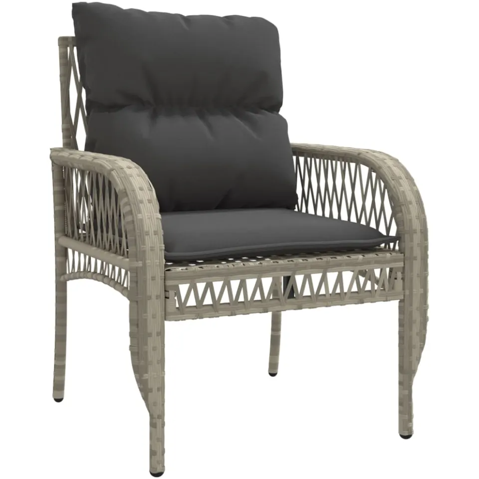 vidaXL 4-delige Loungeset met kussens poly rattan lichtgrijs grijs, foto 4