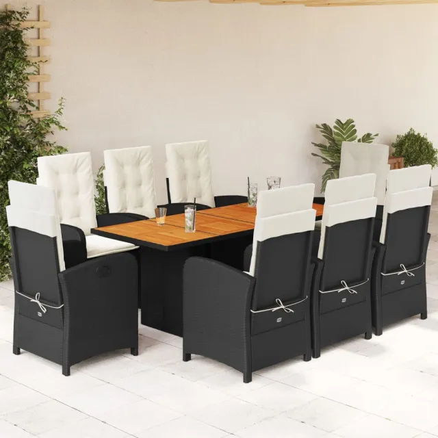 vidaXL 9-delige Tuinset poly rattan zwart, foto 2