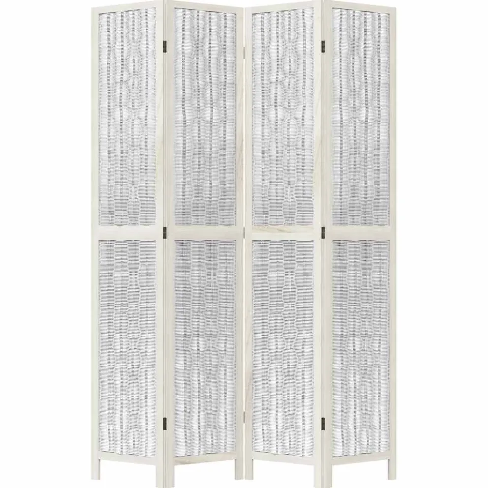 vidaXL Kamerscherm met 4 panelen massief paulowniahout wit, foto 4