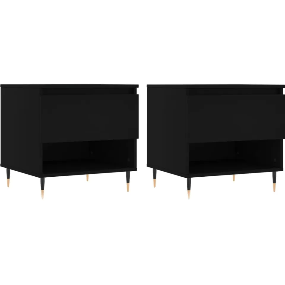 vidaXL Salontafels 2 st 50x46x50 cm bewerkt hout zwart, foto 4